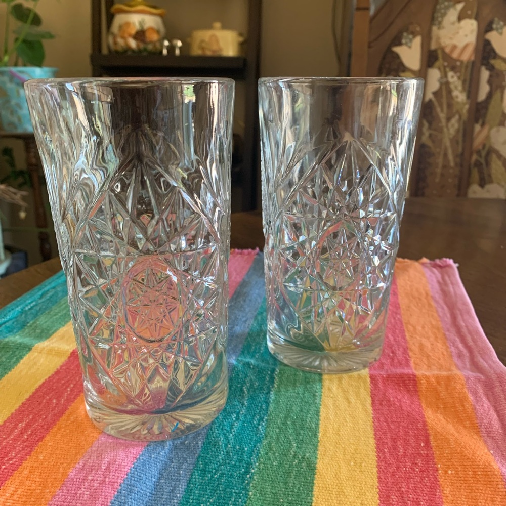 Pair of 16oz Libbey Hobstar cooler glasses